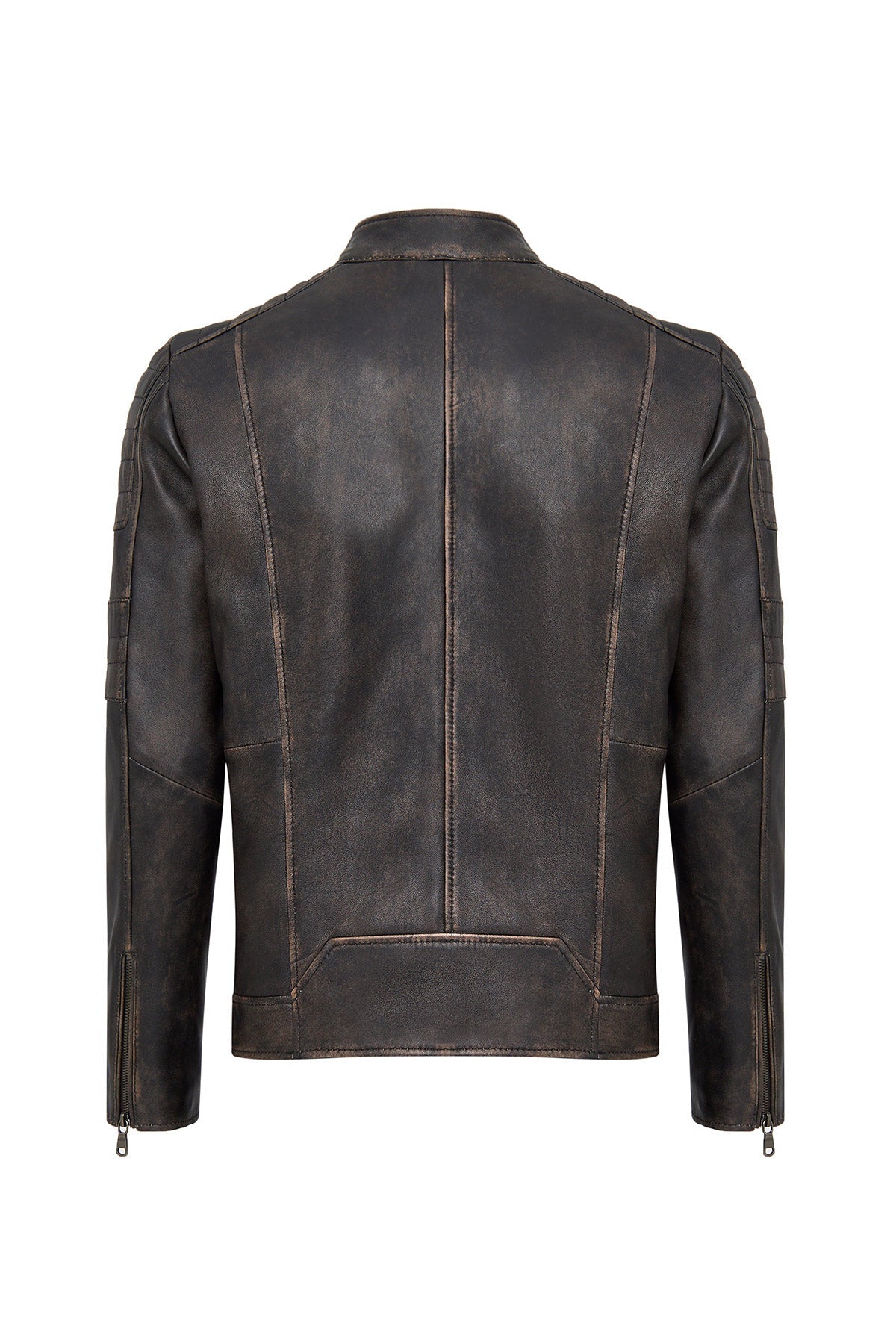 Morant Erkek Kahverengi Vintage Slim-fit Deri Ceket