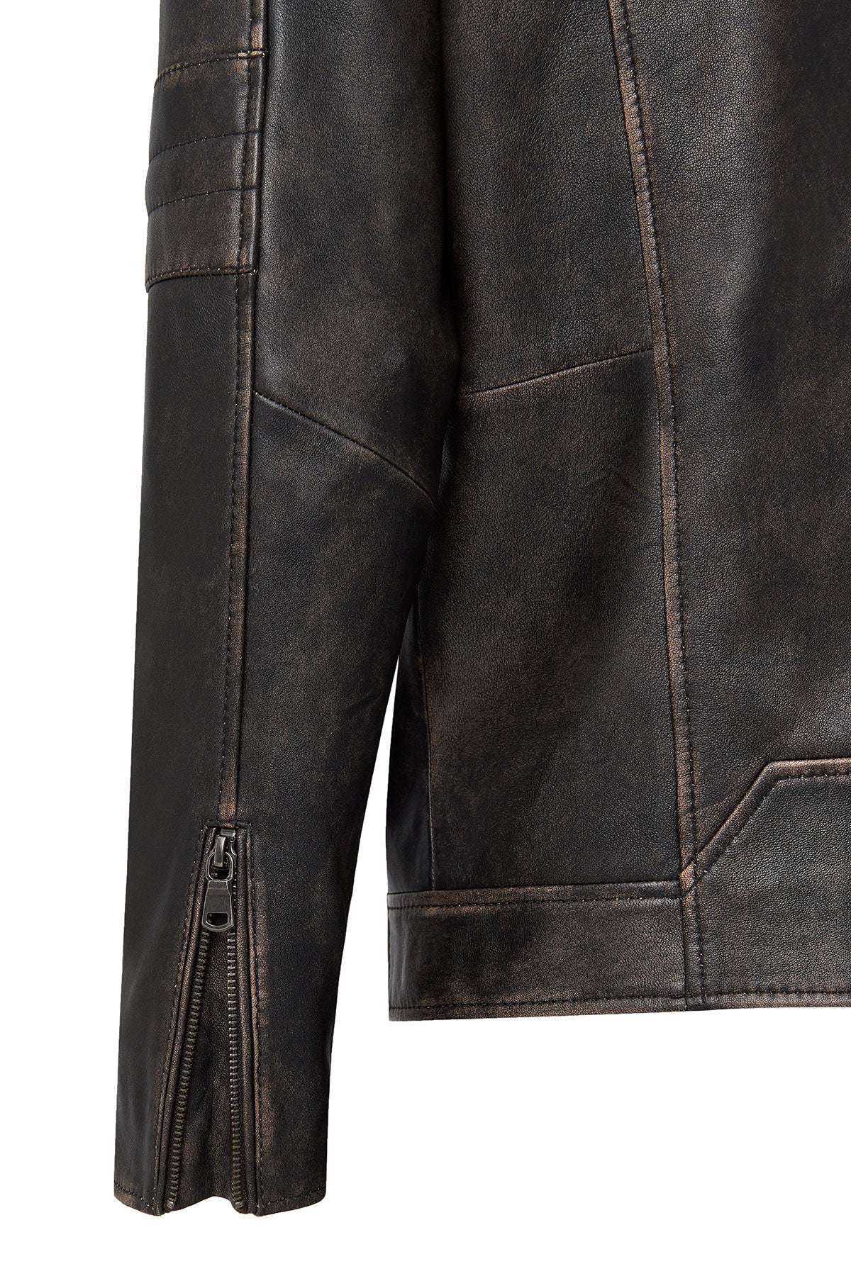 Morant Erkek Kahverengi Vintage Slim-fit Deri Ceket