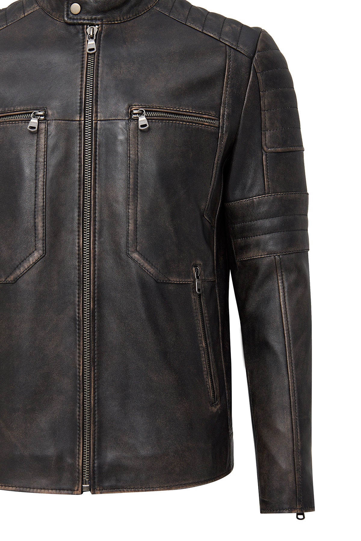 Morant Erkek Kahverengi Vintage Slim-fit Deri Ceket