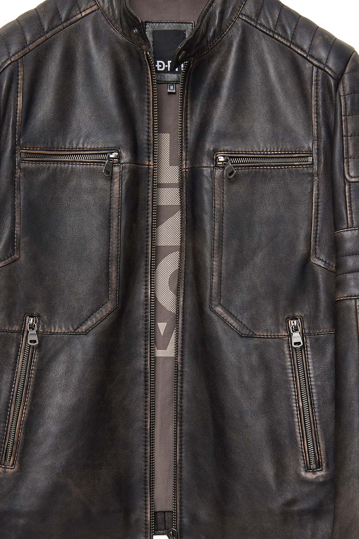 Morant Erkek Kahverengi Vintage Slim-fit Deri Ceket