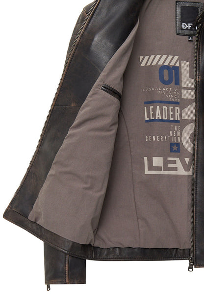 Morant Erkek Kahverengi Vintage Slim-fit Deri Ceket