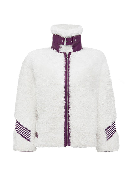 Meribel Kadın Çok Renkli Mor Çizgi Detaylı Teddy Mont
