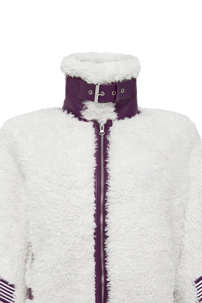 Meribel Kadın Çok Renkli Mor Çizgi Detaylı Teddy Mont