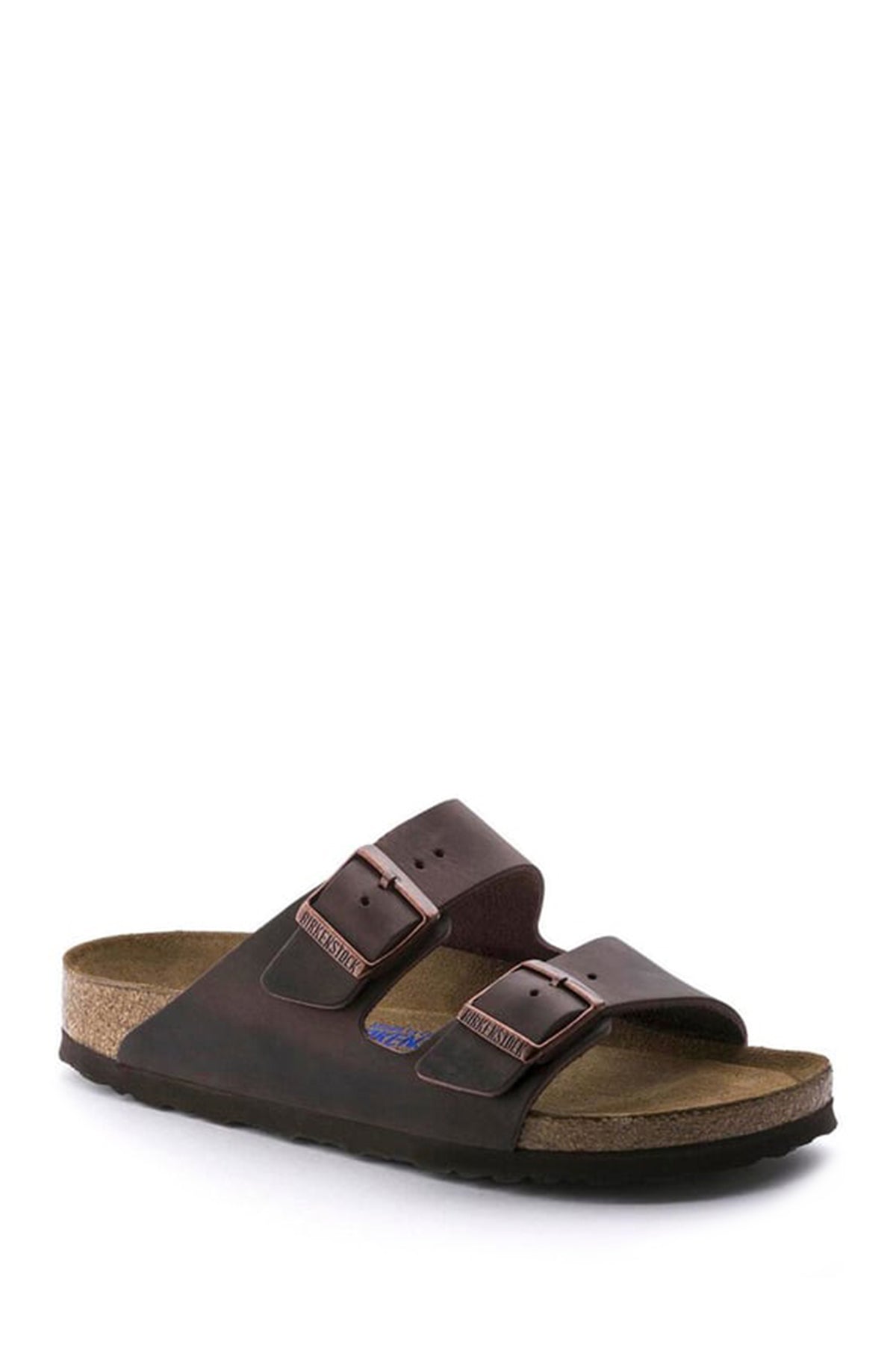 Birkenstock Erkek Vizon Nubuk Deri Çift Tokalı Düz Arizona Terlik