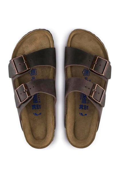 Birkenstock Erkek Vizon Nubuk Deri Çift Tokalı Düz Arizona Terlik