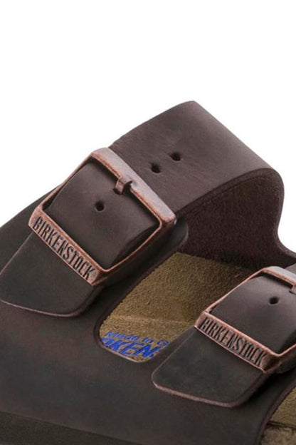 Birkenstock Erkek Vizon Nubuk Deri Çift Tokalı Düz Arizona Terlik