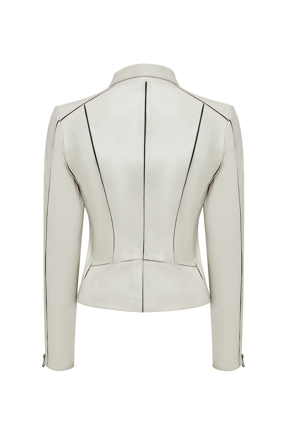 Kiara Kadın Bej Slim-fit Biker Deri Ceket