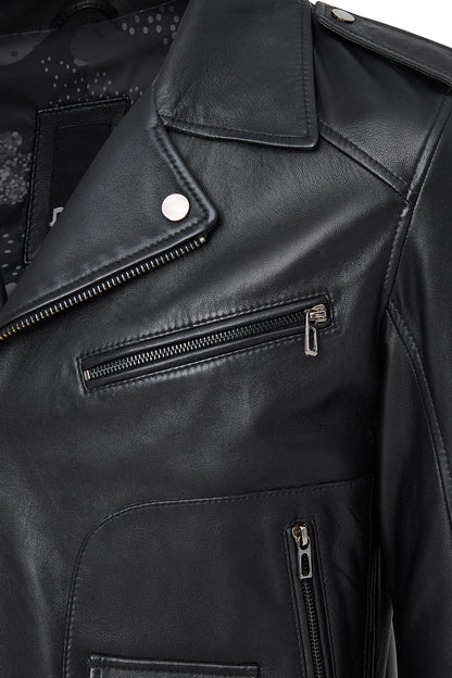Carter Erkek Siyah Biker Deri Mont