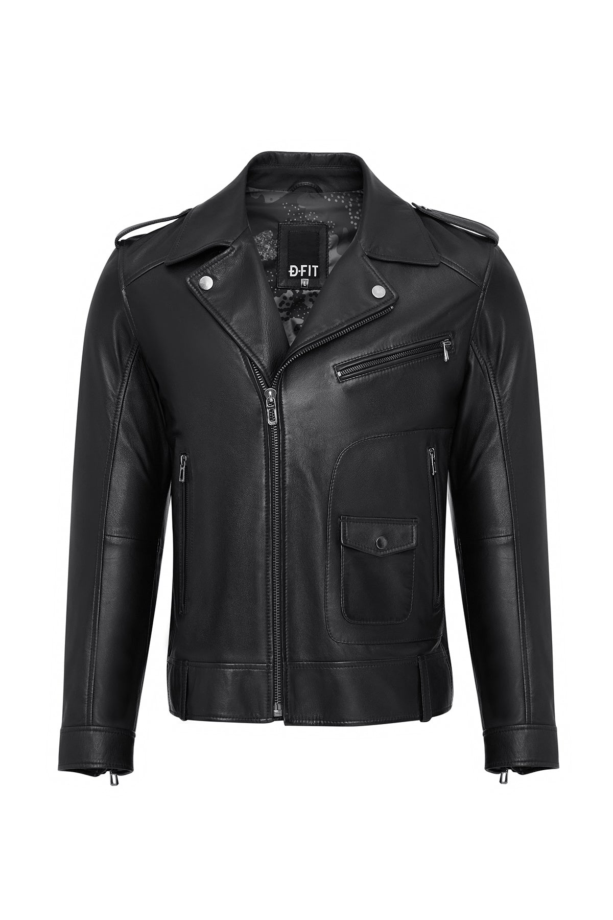 Carter Erkek Siyah Biker Deri Mont