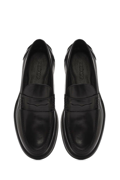Erkek Siyah Deri Klasik Loafer