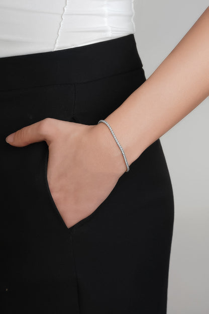 18 Ayar Beyaz Altın Kaplama Gümüş 20 Cm Su Yolu Bileklik 5068040199