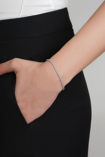 18 Ayar Beyaz Altın Kaplama Gümüş 20 Cm Su Yolu Bileklik 5068040199