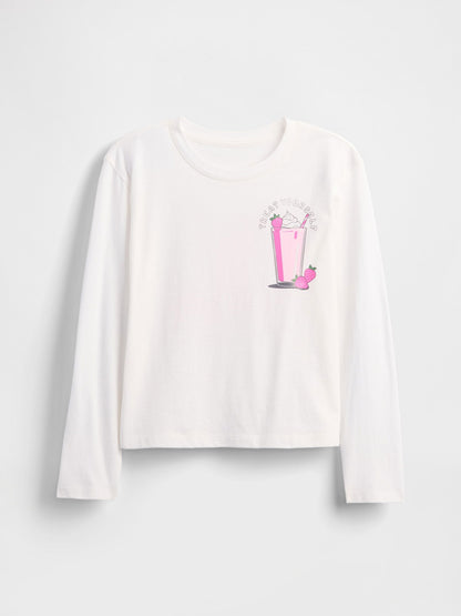 Beyaz Relaxed Grafik Baskılı T-shirt