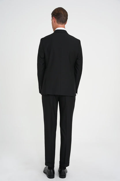 Slim Fit Çift Yırtmaç Kruvaze Klasik Siyh Takım Elbise Tk 919