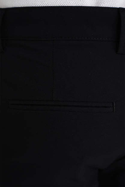 Slim Fit Yan Cepli Esnek Düz Siyah Pamuk Pantolon P 1197