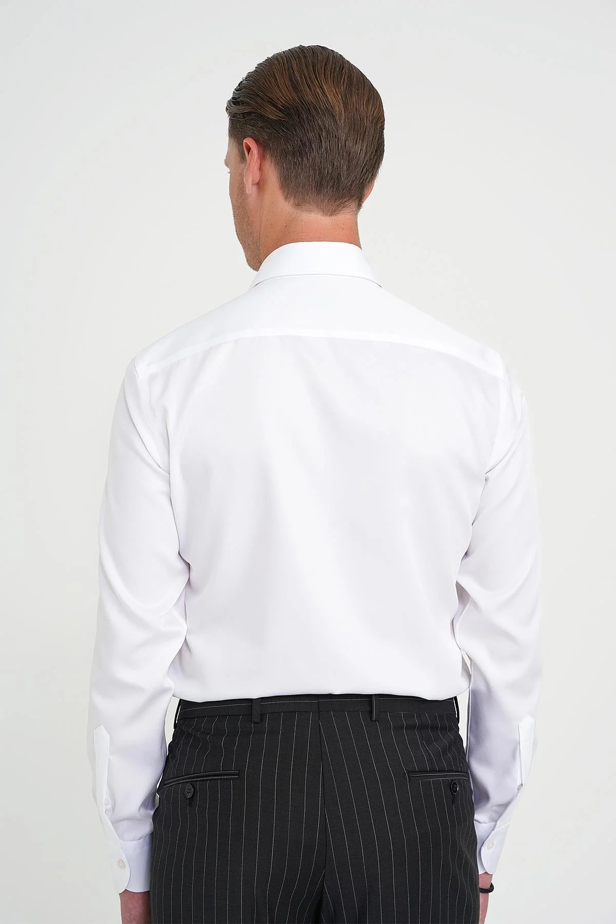 Slim Fit %100 Pamuk Non Iron Kumaş Klasik Beyaz Gömlek Gk 734