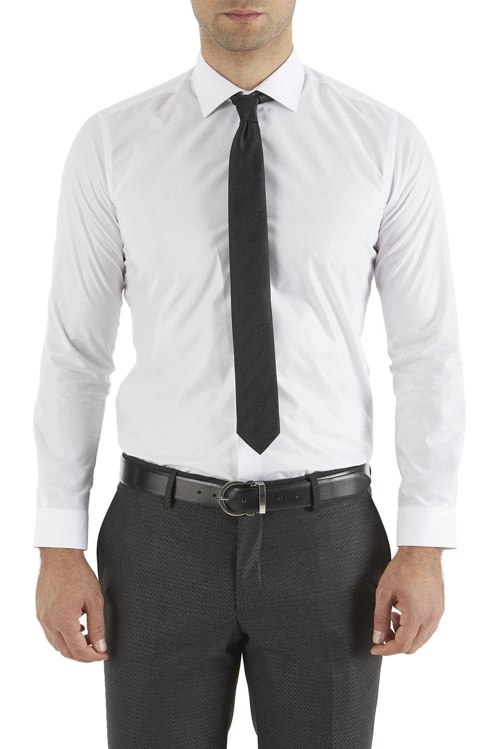 Gk 157 Slim Fit Pamuk Saten Uzun Kol Klasik Beyaz Gömlek