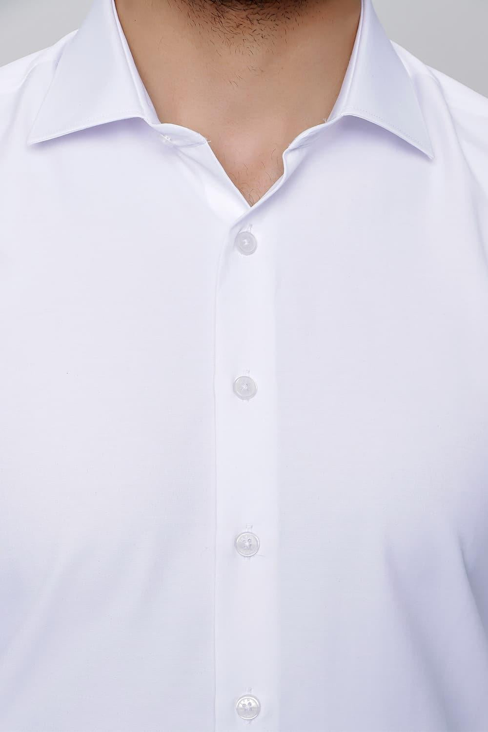 Gk 604 Slim Fit Pamuk Saten Klasik Beyaz Gömlek