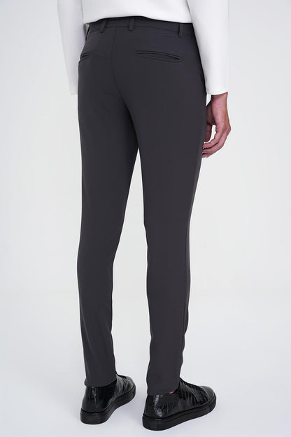 P 1144 Slim Fit Yan Cepli Düz Esnek Casuel Antrasit Pantolon