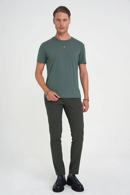 Ts 885 Comfort Fit Bisiklet Yaka Esnek Pamuk Casuel Çağla Tişört
