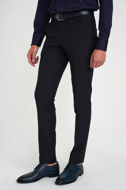 P 1191 Slim Fit Pilesiz Yün Klasik Lacivert Kumaş Pantolon
