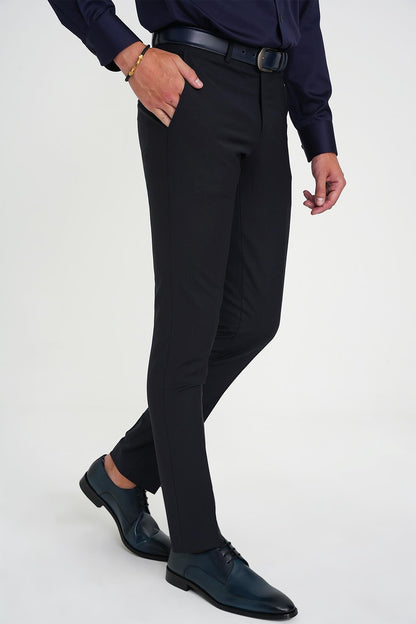 P 1191 Slim Fit Pilesiz Yün Klasik Lacivert Kumaş Pantolon