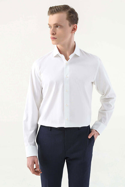Damat Slim Fit Beyaz Düz Nano Care Gömlek