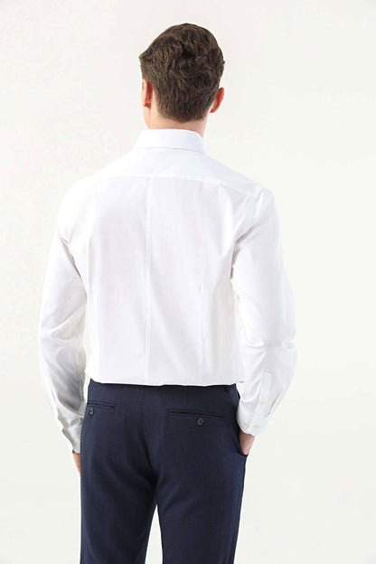 Damat Slim Fit Beyaz Düz Nano Care Gömlek