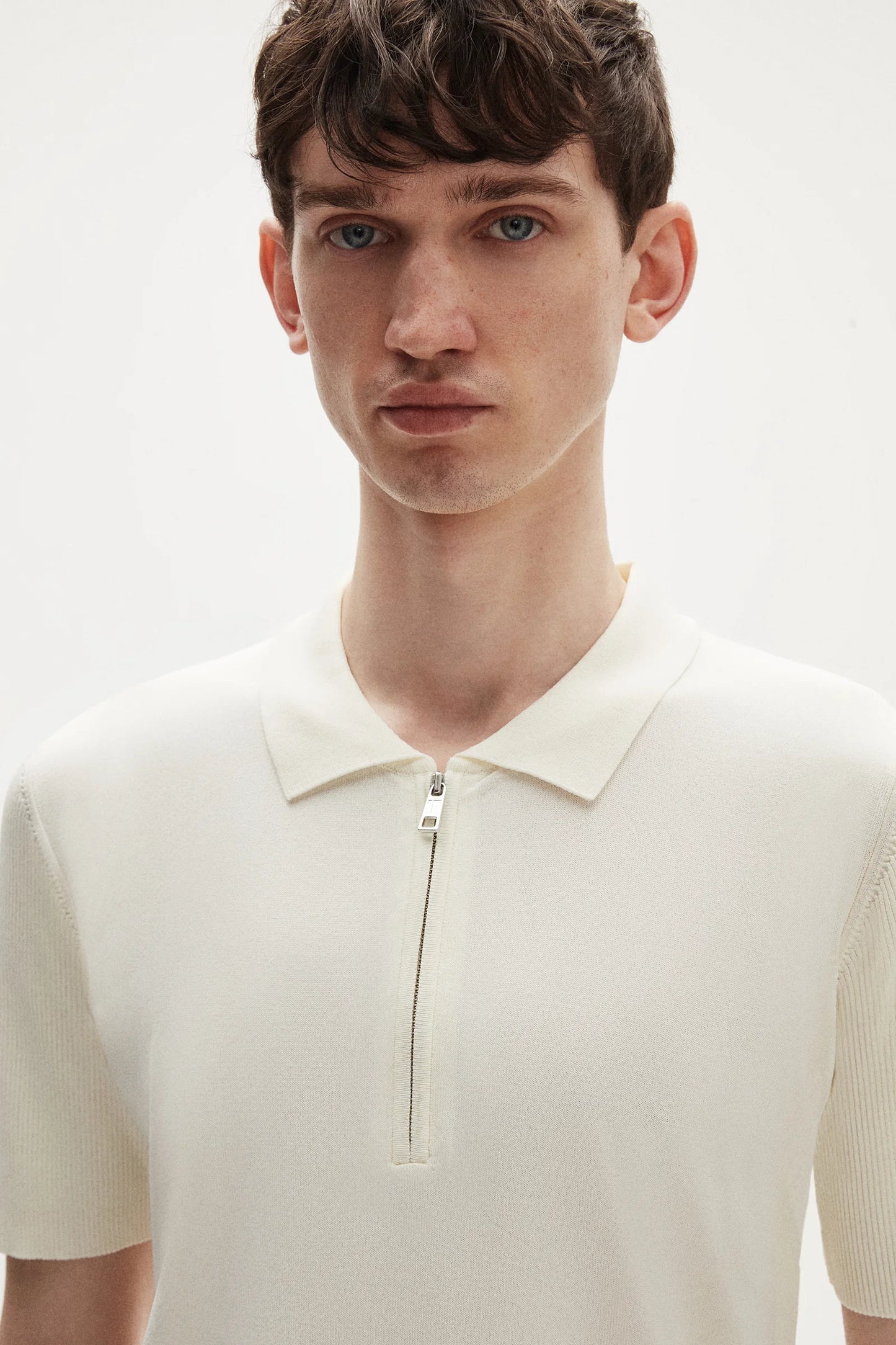 Tween Relaxed Fit Ekru Yarım Fermuarlı Polo Yaka Triko