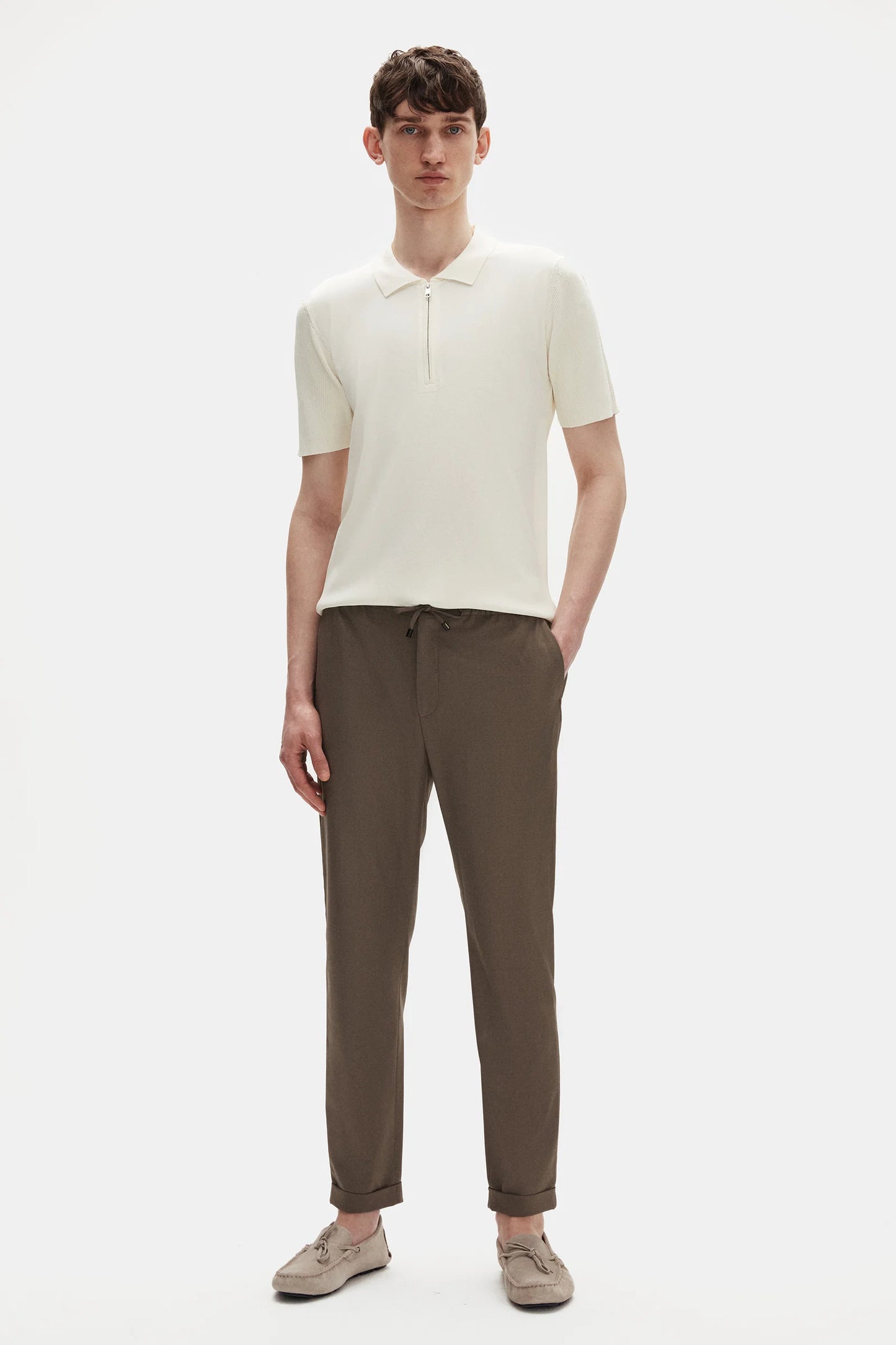 Tween Relaxed Fit Ekru Yarım Fermuarlı Polo Yaka Triko