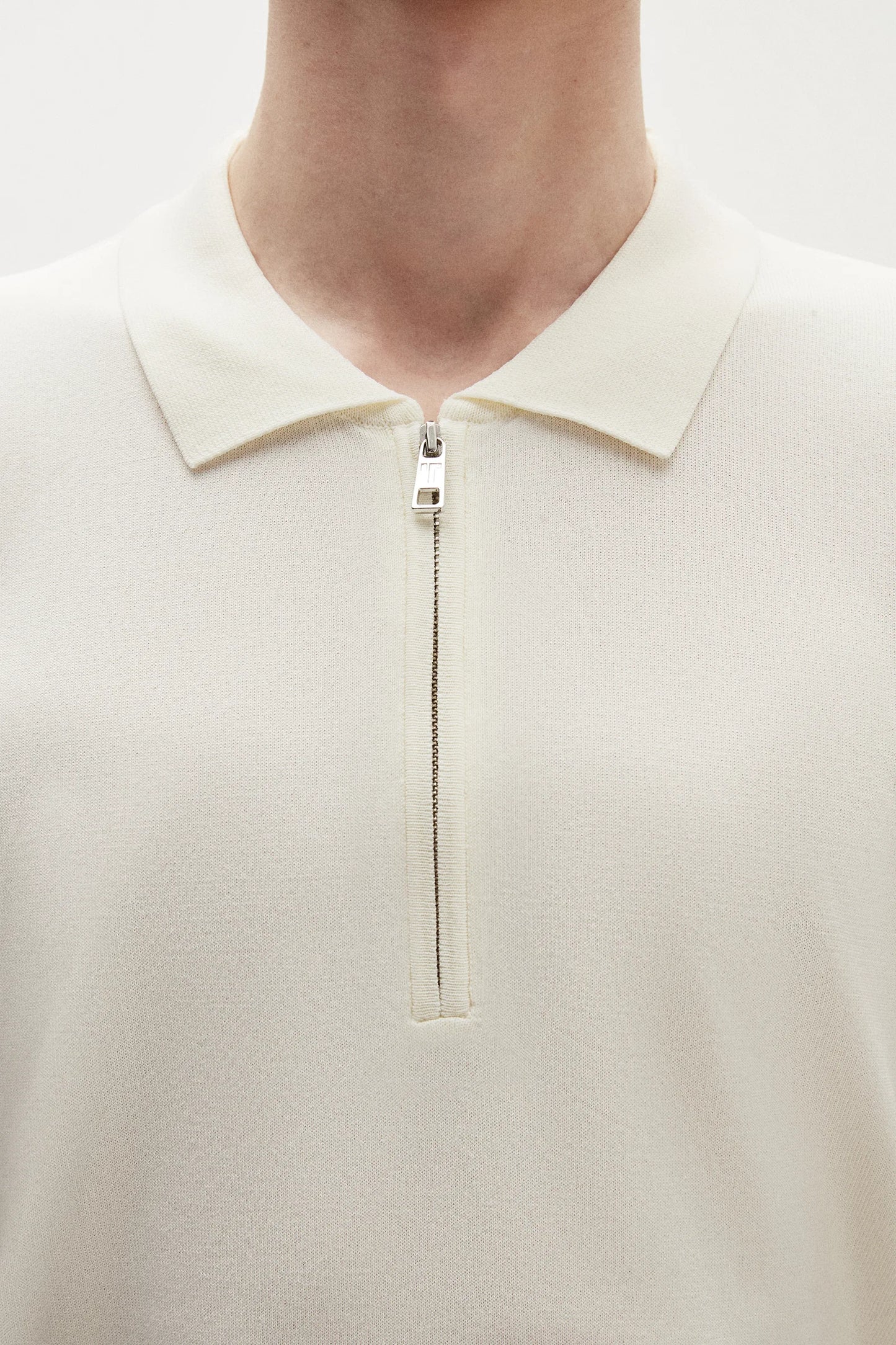 Tween Relaxed Fit Ekru Yarım Fermuarlı Polo Yaka Triko