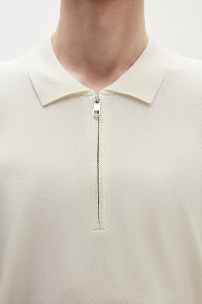 Tween Relaxed Fit Ekru Yarım Fermuarlı Polo Yaka Triko