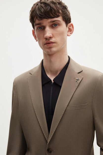 Tween Slim Fit Vizon Düz Kumaş Ceket