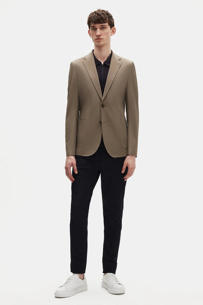 Tween Slim Fit Vizon Düz Kumaş Ceket