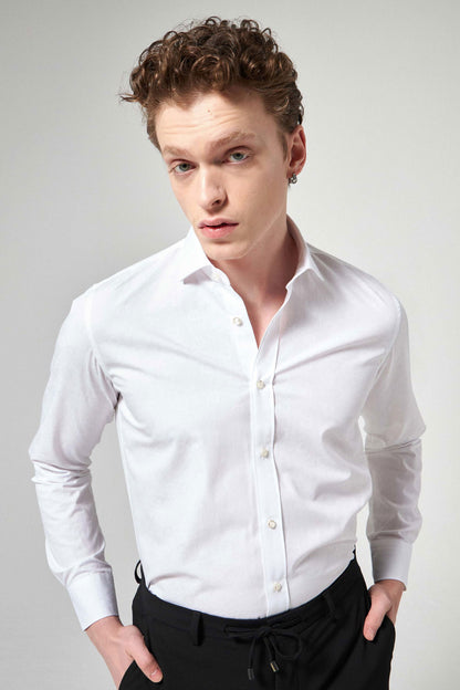 Tween Slim Fit Beyaz Düz %100 Pamuklu Smokin Gömlek