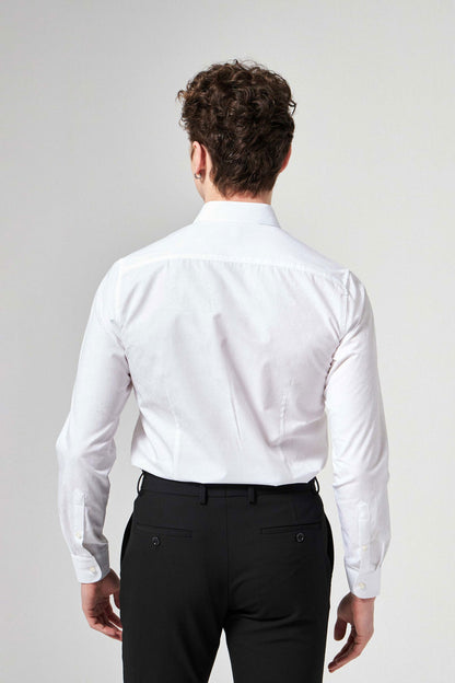 Tween Slim Fit Beyaz Düz %100 Pamuklu Smokin Gömlek