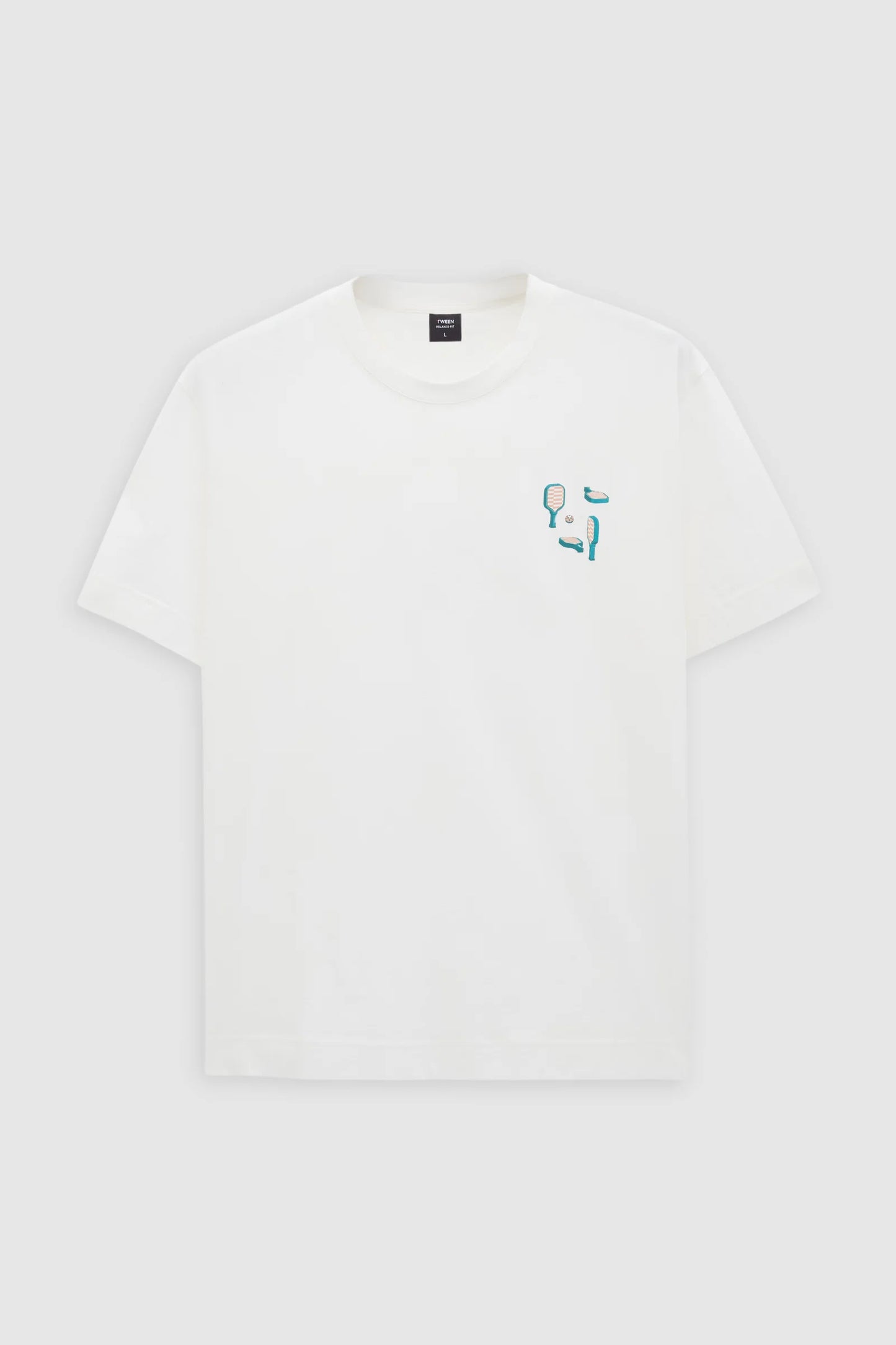 Tween Relaxed Fit Ekru Pickleball Koleksiyon %100 Merserize Pamuk T-shirt