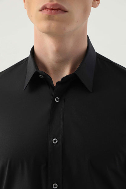 Tween Slim Fit Siyah Düz Easy Care Gömlek