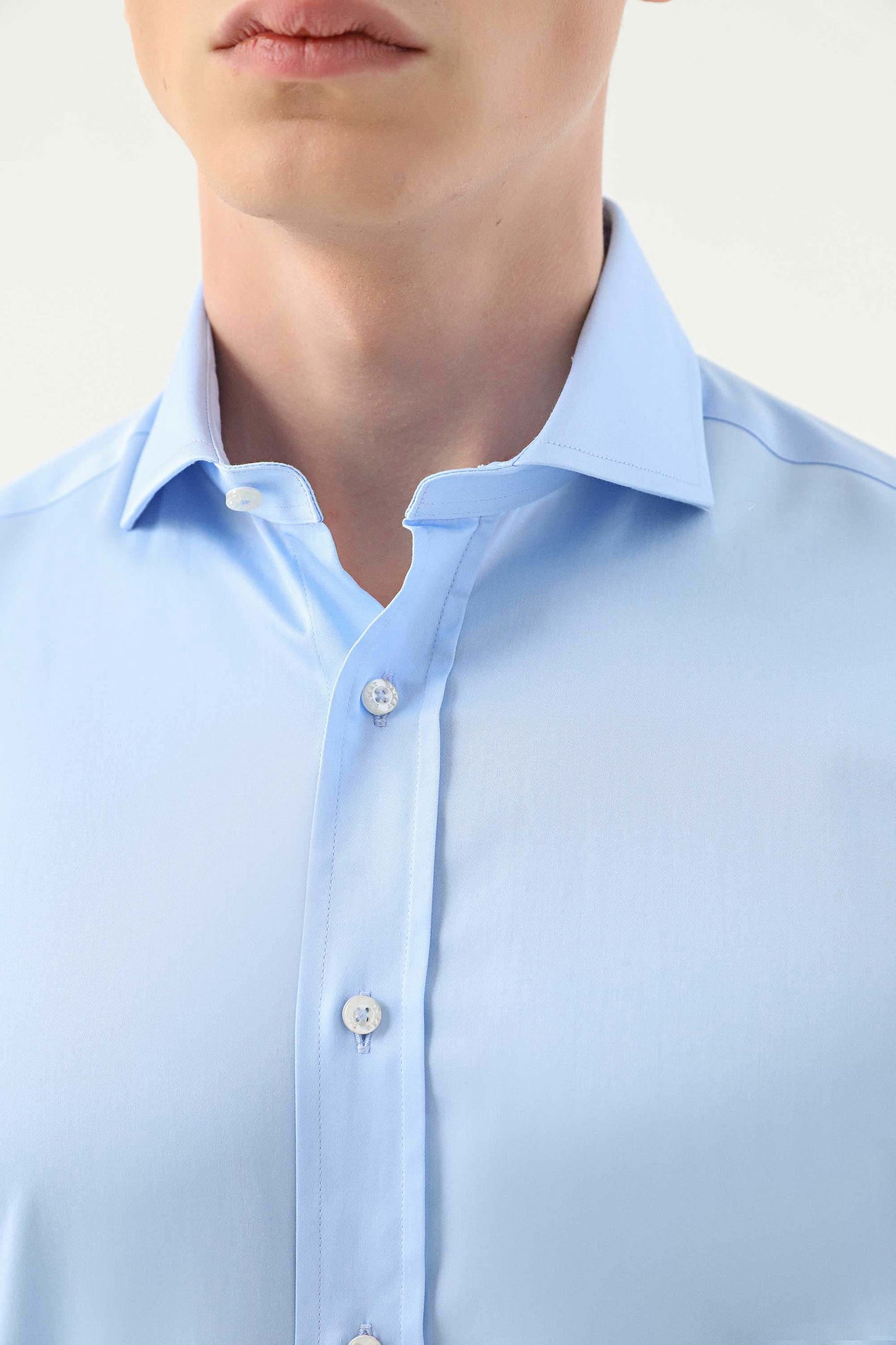 Damat Comfort Açık Mavi Düz %100 Pamuk Nano Care Gömlek