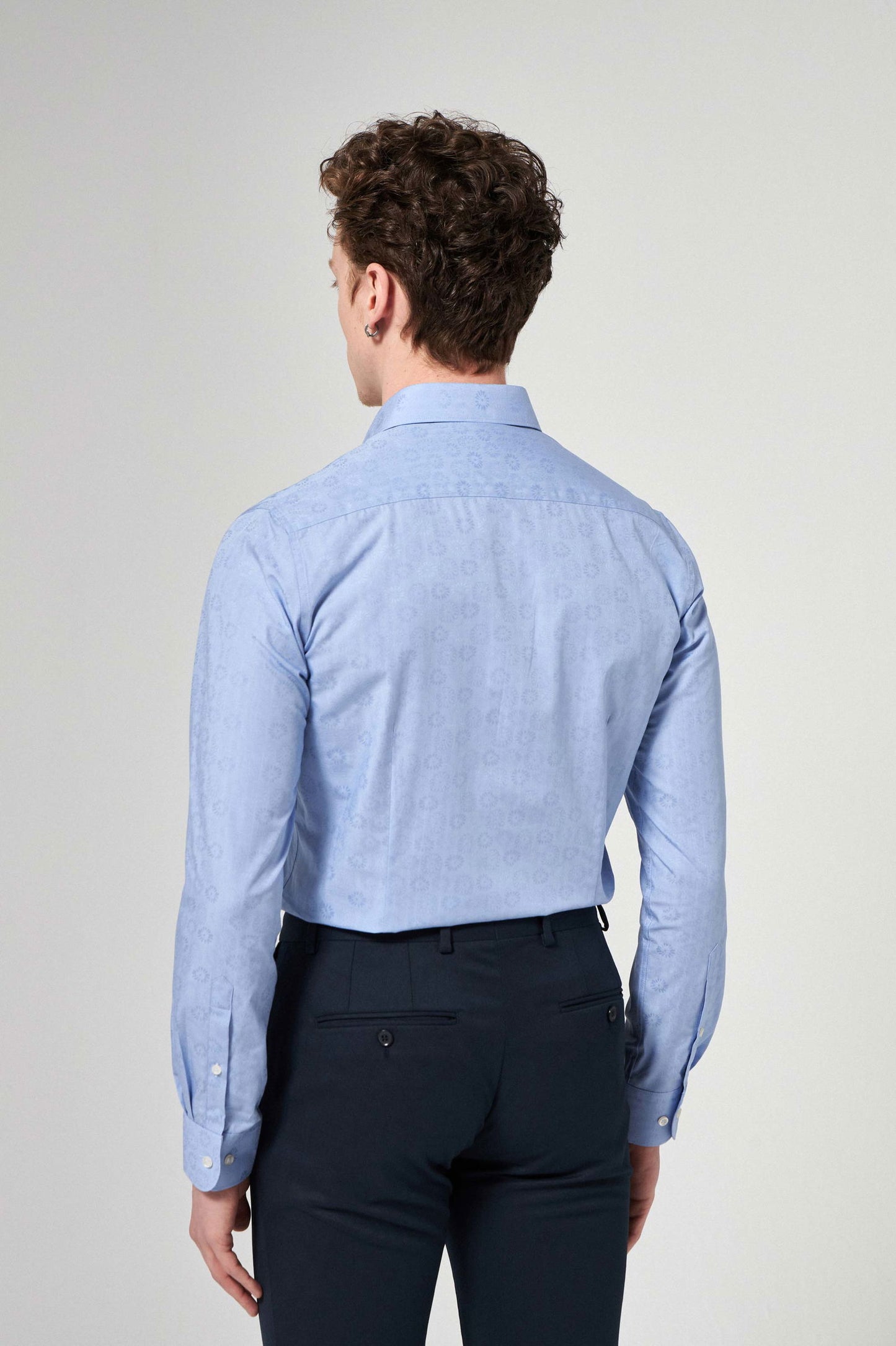 Tween Slim Fit Mavi Düz %100 Pamuklu Smokin Gömlek