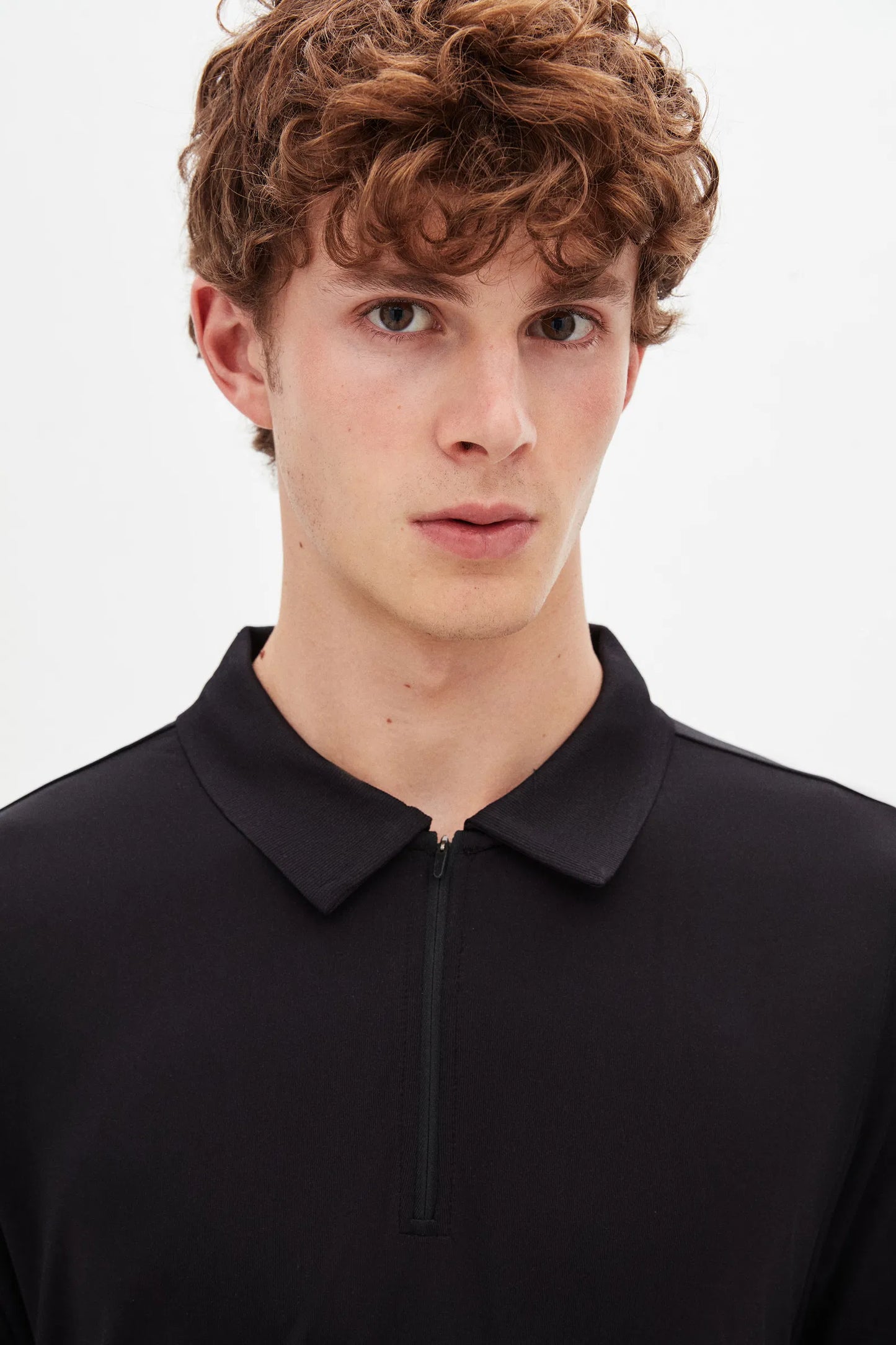 Tween Slim Fit Siyah Yarım Fermuarlı Polo Yaka Yazlık T-shirt