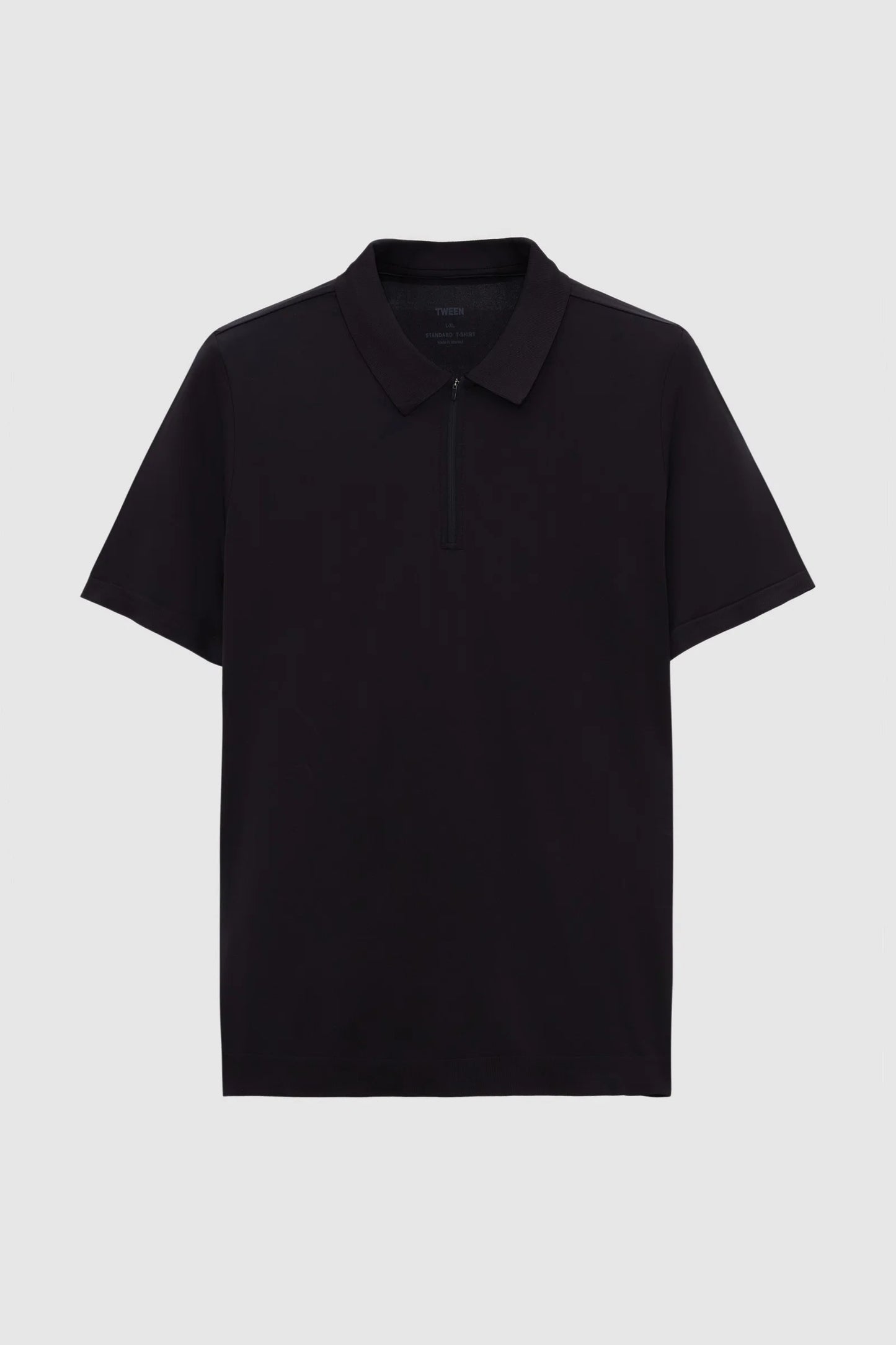 Tween Slim Fit Siyah Yarım Fermuarlı Polo Yaka Yazlık T-shirt