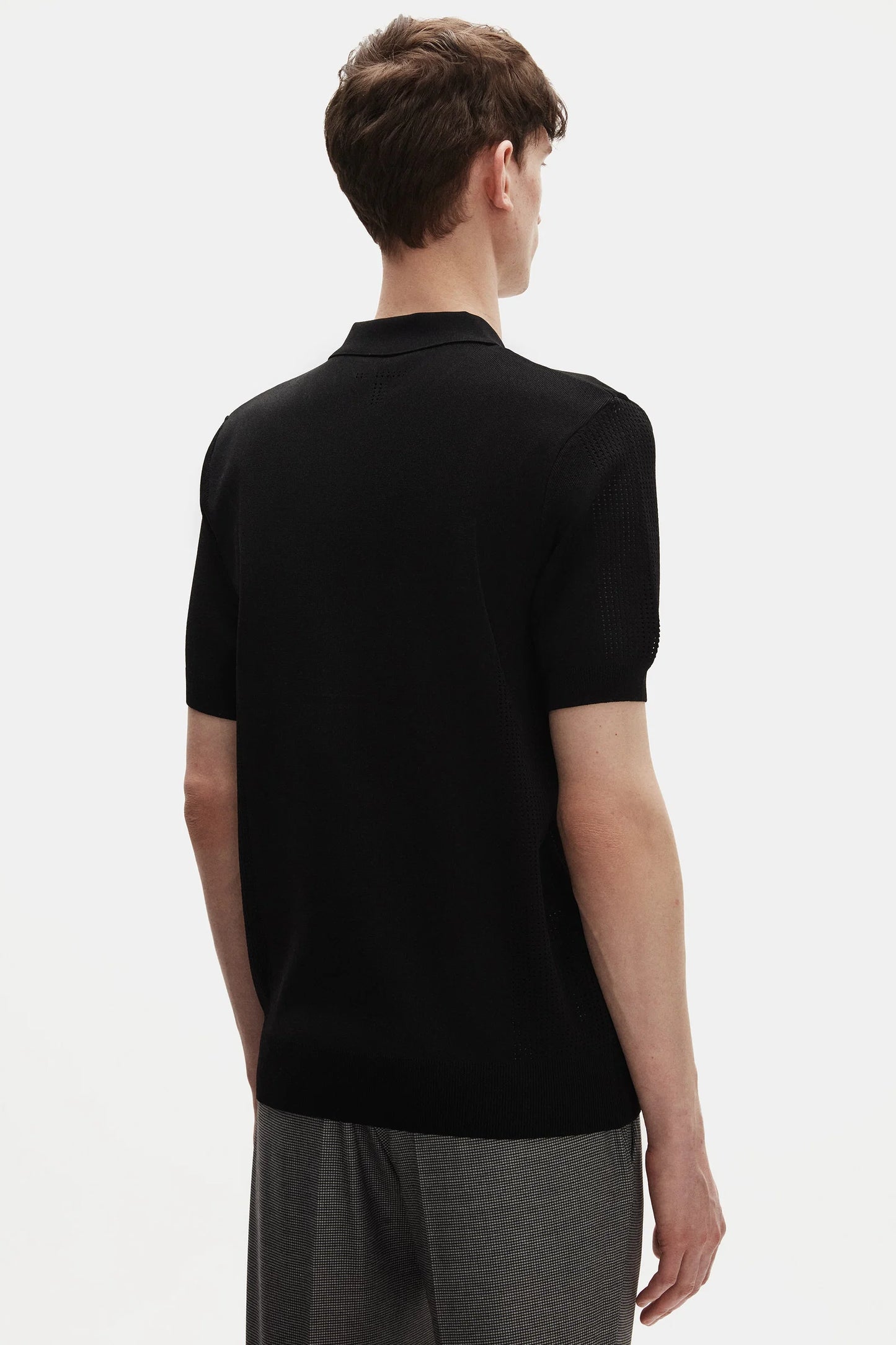 Tween Slim Fit Siyah Yarım Fermuarlı Polo Yaka Yazlık Triko