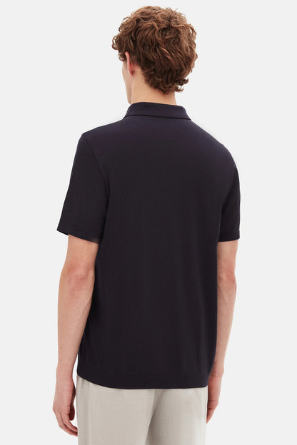 Tween Slim Fit Lacivert Yarım Fermuarlı Polo Yaka Yazlık T-shirt