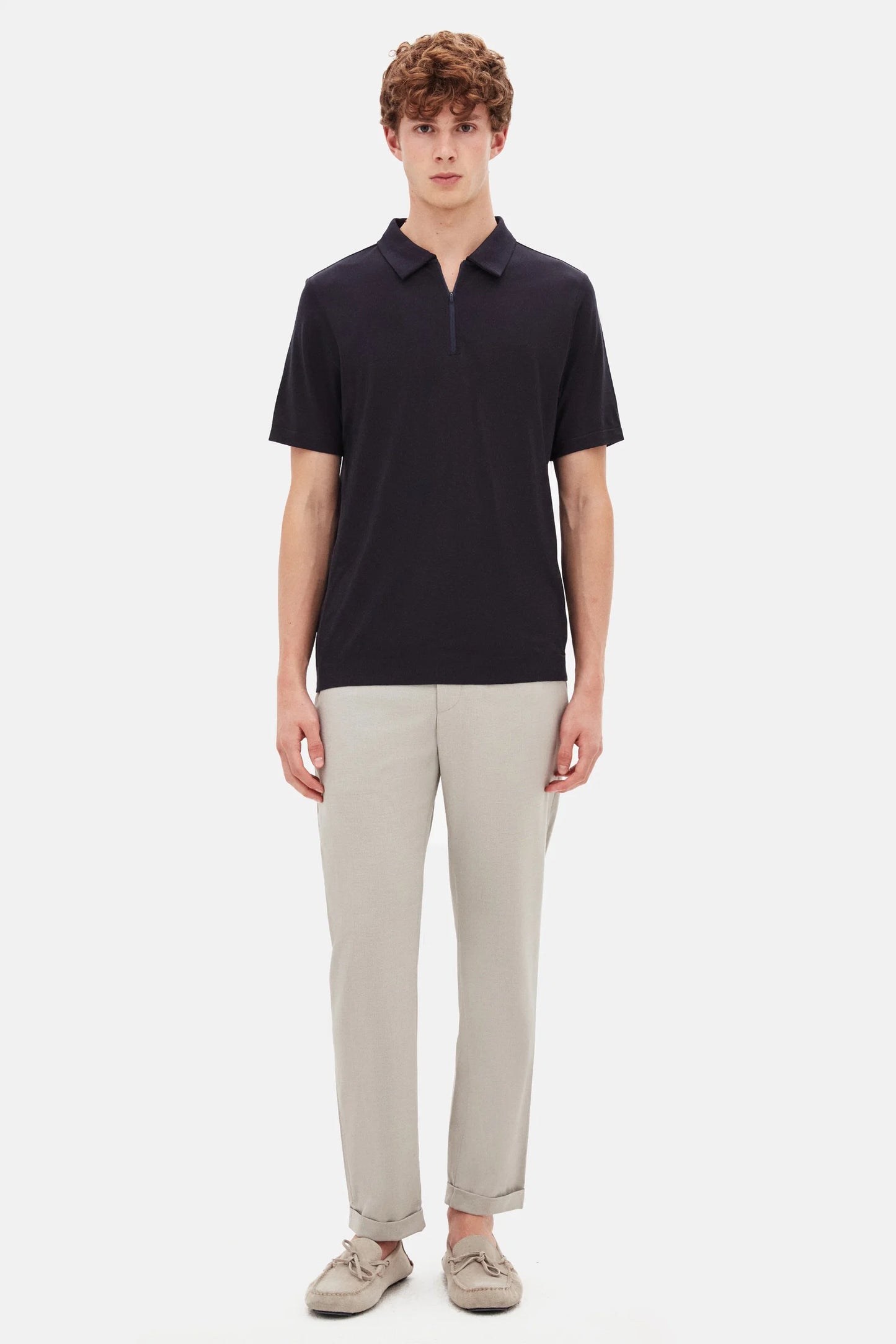 Tween Slim Fit Lacivert Yarım Fermuarlı Polo Yaka Yazlık T-shirt