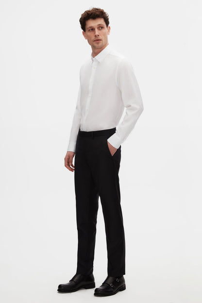 Damat Slim Fit Beyaz Armürlü %100 Pamuklu Gömlek