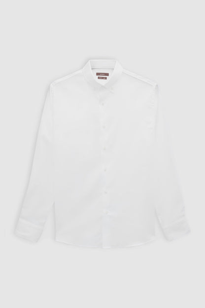Damat Slim Fit Beyaz Armürlü %100 Pamuklu Gömlek