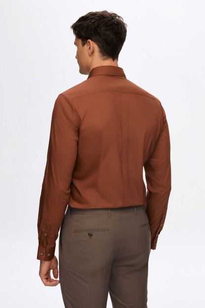 Tween Slim Fit Tarçın Düz Easy Care Gömlek