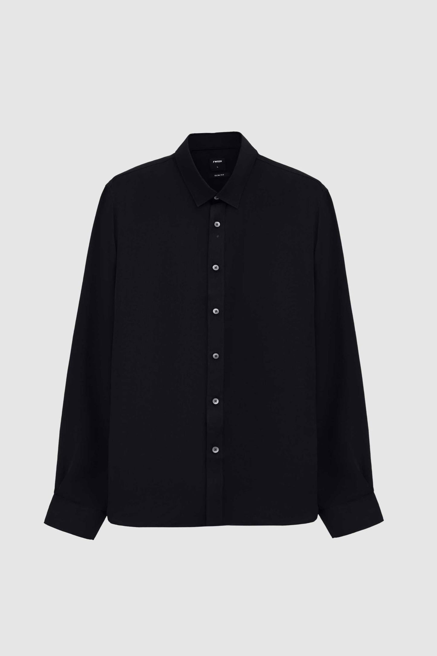 Tween Slim Fit Siyah Düz Easy Care Gömlek
