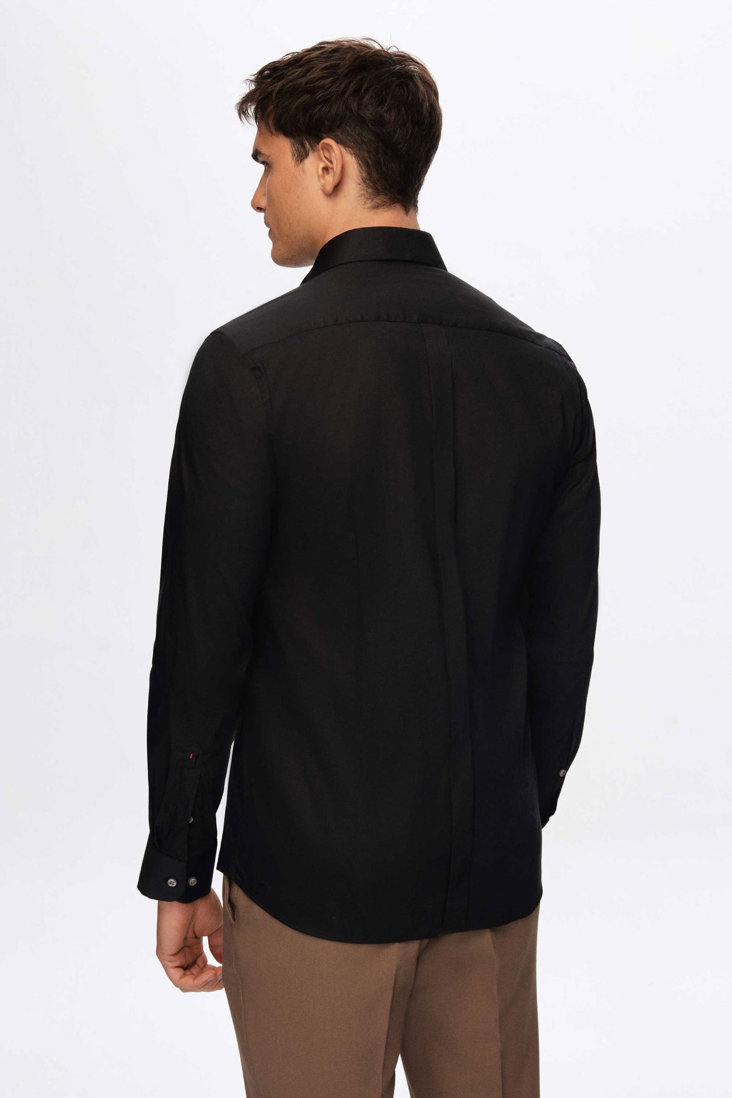 Tween Slim Fit Siyah Düz Easy Care Gömlek